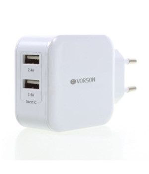 Vorson VT-002 4.8A QC3.0 Smart Dual USB Port Seyahat Şarj Cihazı
