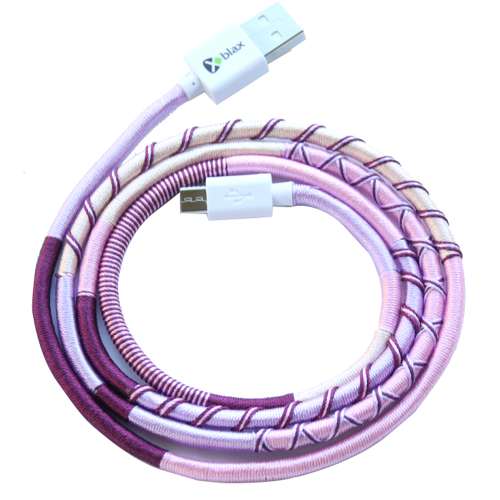 Vorson El Yapımı Purple Mix Micro 1mt Şarj & USB Kablosu